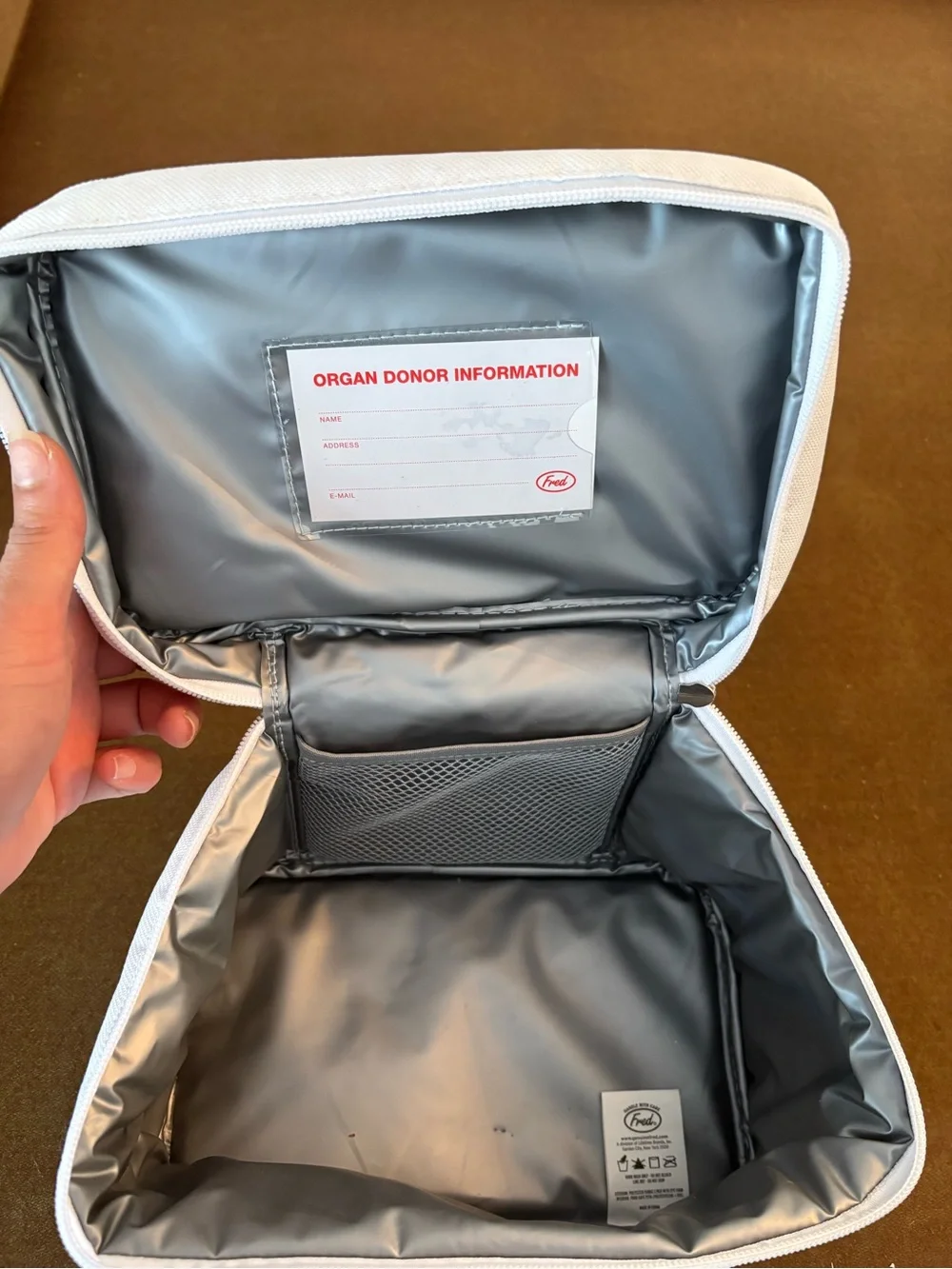 Lunch box Medical Transport Cooler Bag with Red 'Human Organ' Print